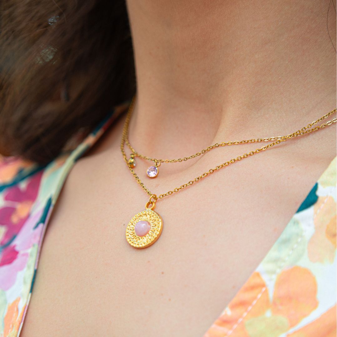 Collar Medallon Mineral en acero inoxidable | ALVENT
