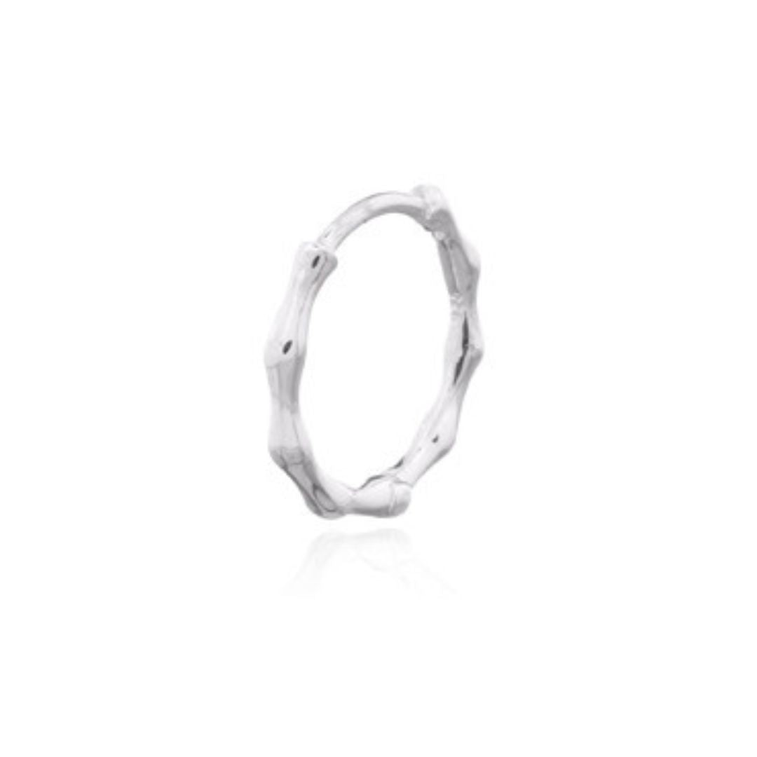 Anillo de plata Labrado Bambú | Aros Pequeños