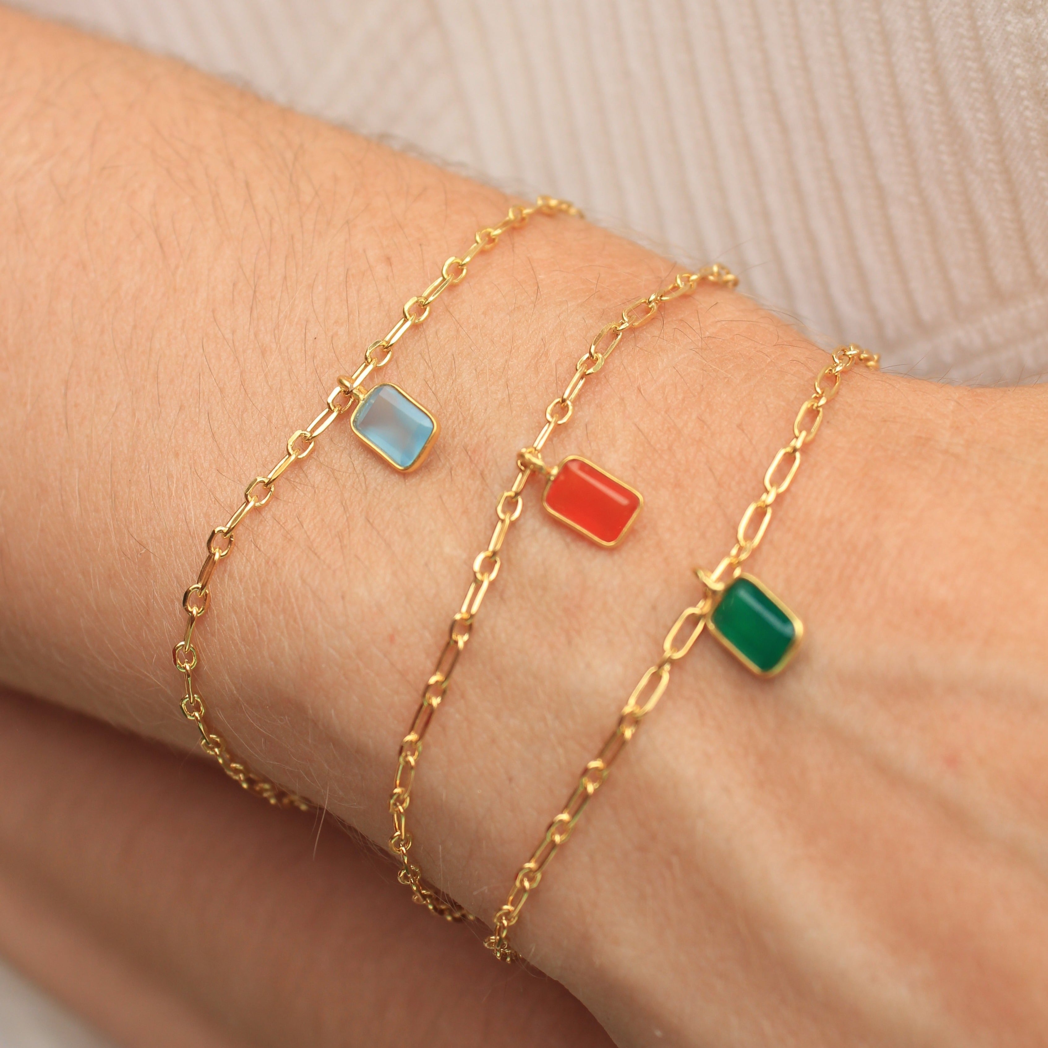Pulsera de plata Eslabones y Piedra | Pulseras ALVENT