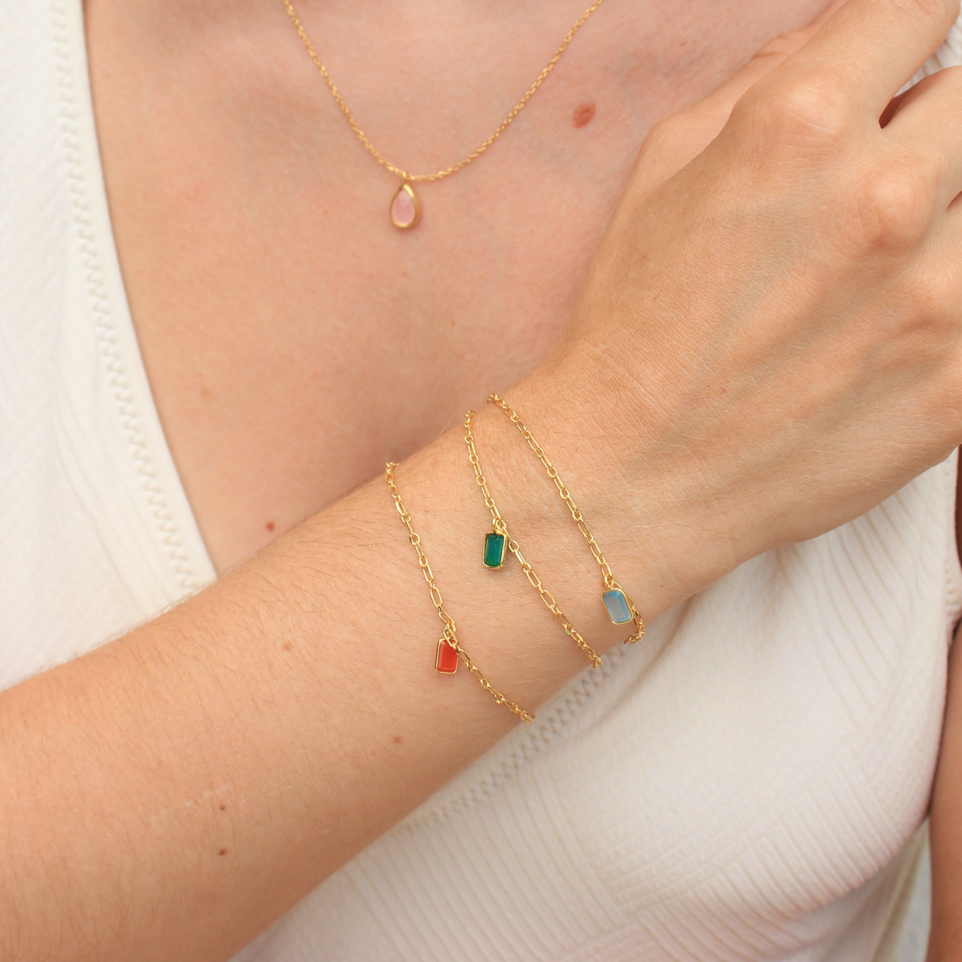 Pulsera de plata Eslabones y Piedra | Pulseras ALVENT