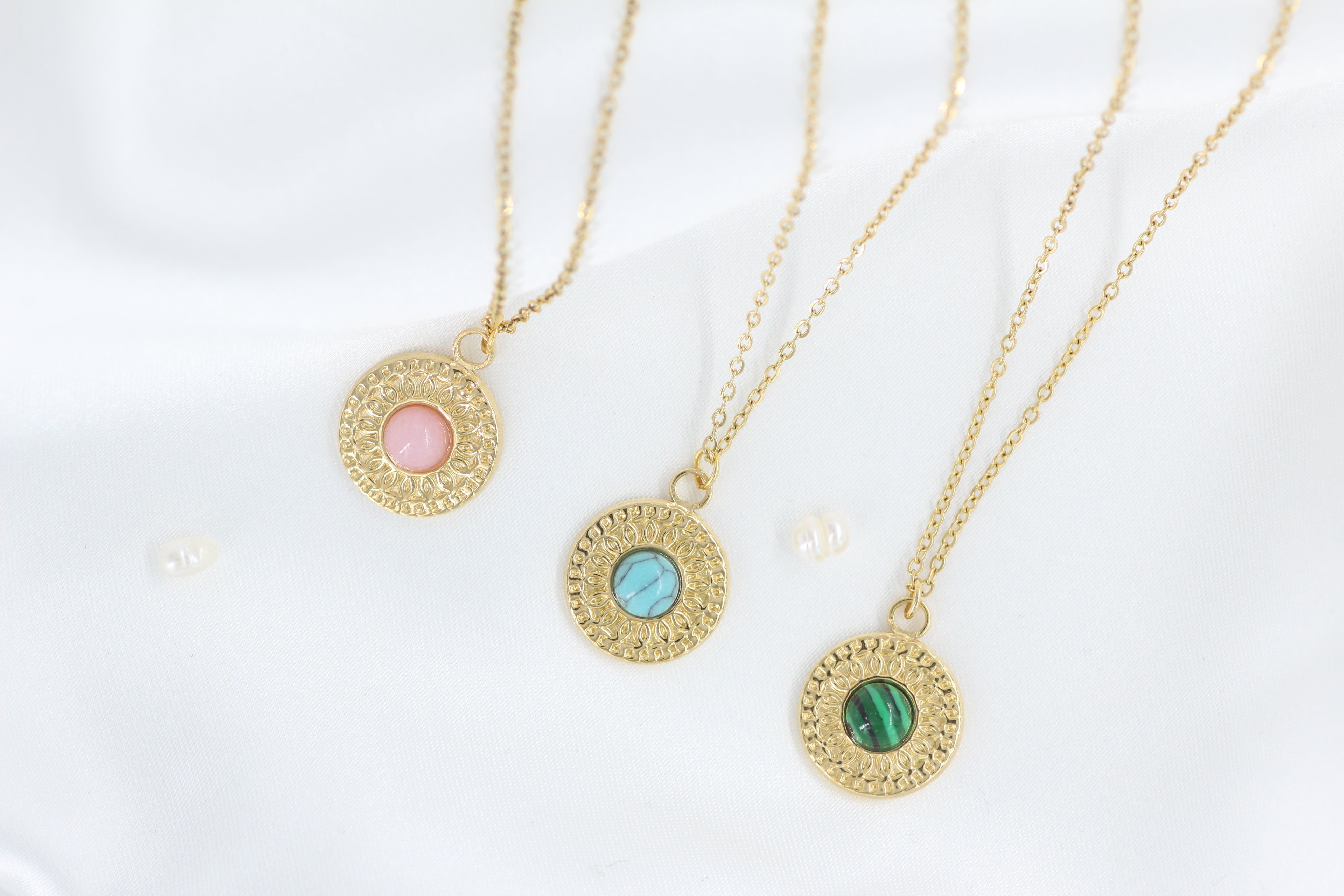 Collar Medallon Mineral en acero inoxidable | ALVENT