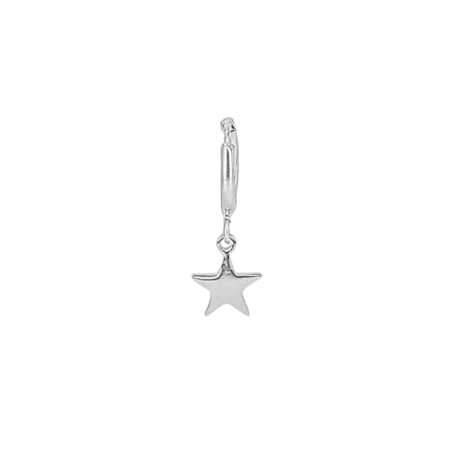 Aros de acero con estrellas | Pendientes de aro con colgantes