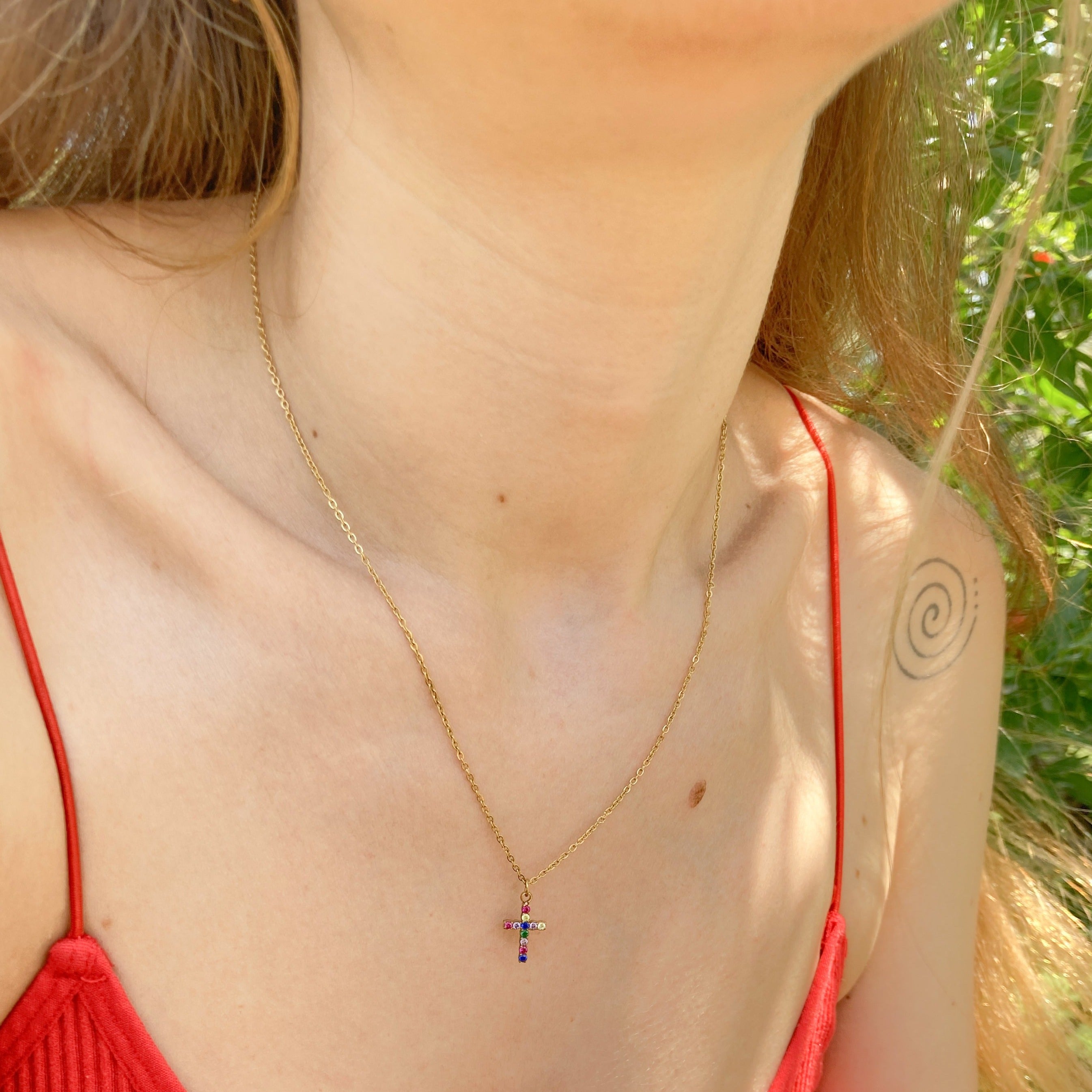 Collar de acero con tres colgantes de cruces | Collares de moda