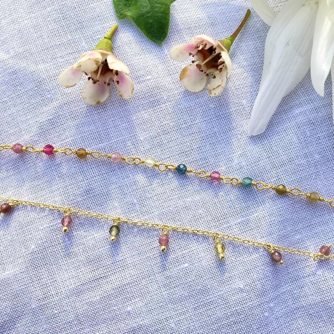 Pulsera de plata con colgantes Turmalina | Pulseras de moda