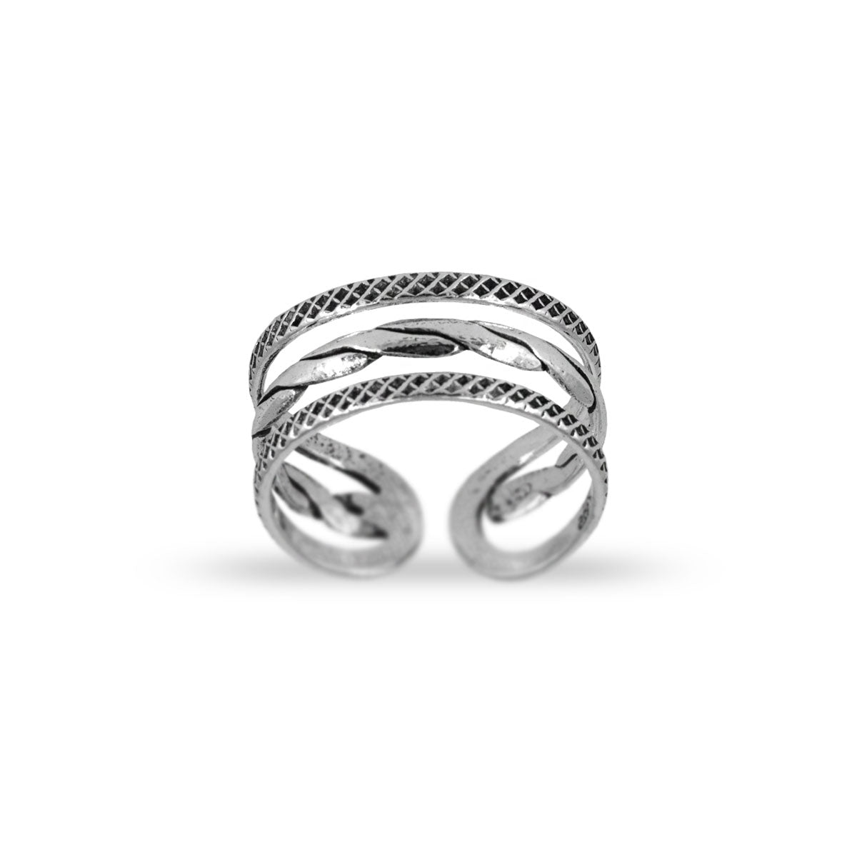 Anillo de plata triple Trenza | Anillos ajustables | ALVENT