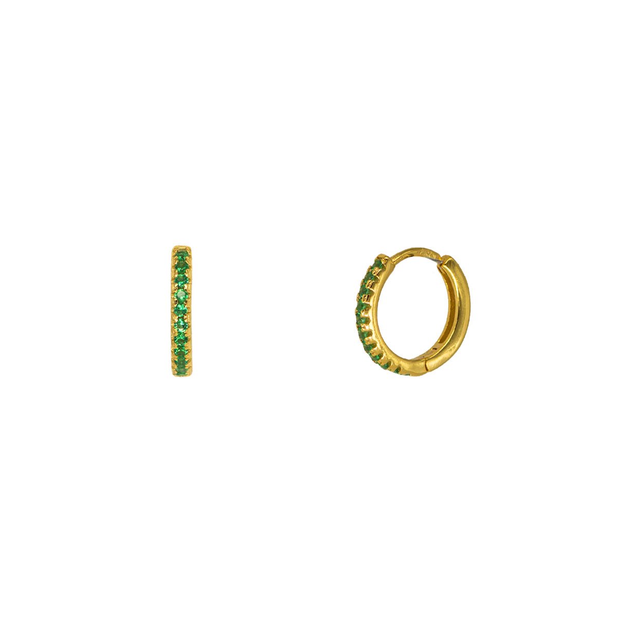 Aros de plata con piedras verdes | Aros pequeños para piercings