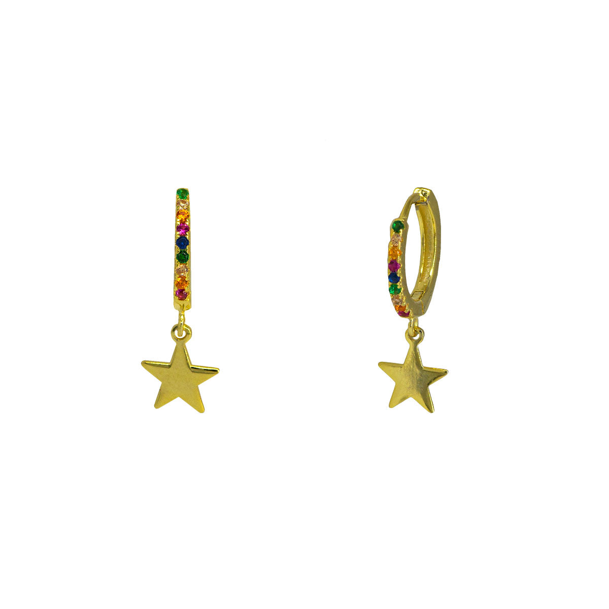 Aros Click Rainbow Estrella | Pendientes de aro con colgantes