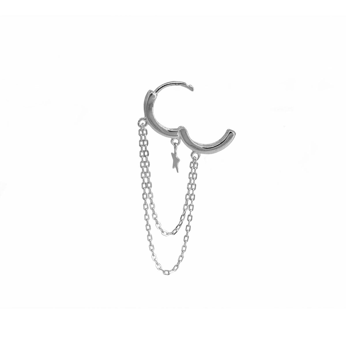 Pendientes de aro largos con cadena y estrellas | Pendientes de plata