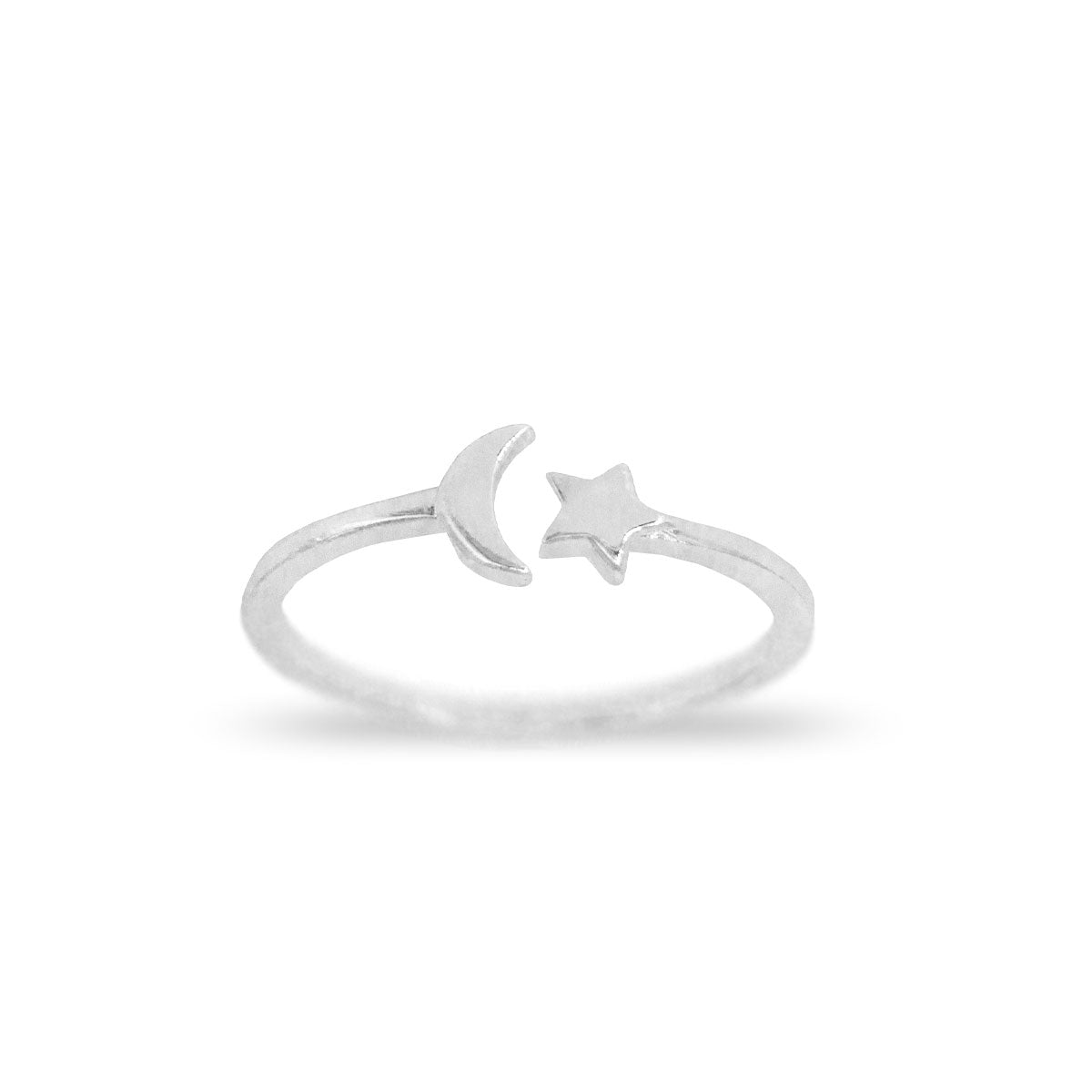 Anillo de plata Luna Estrella | Anillos ajustables para mujer