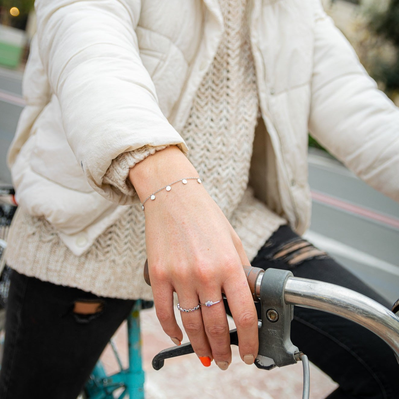 Pulsera fina de plata con colgantes | ALVENT