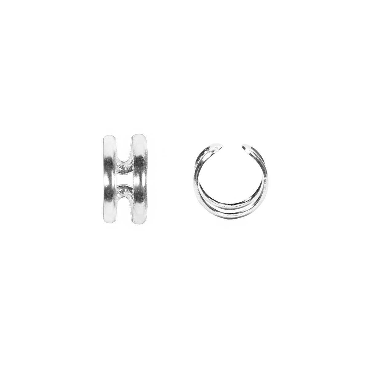 Ear cuff Doble Piercing falso en plata de ley