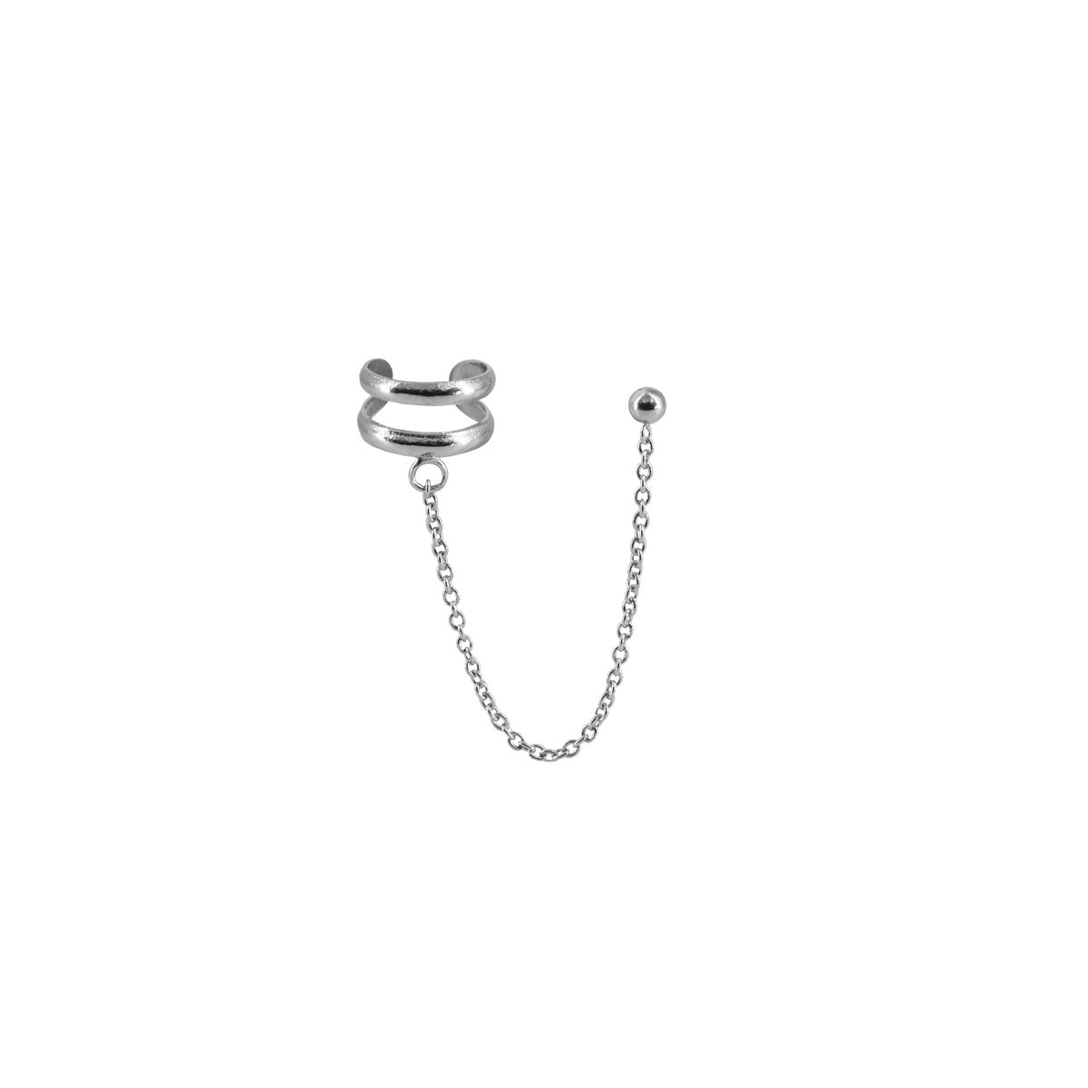 Pendiente doble de plata con cadena y earcuff | ALVENT