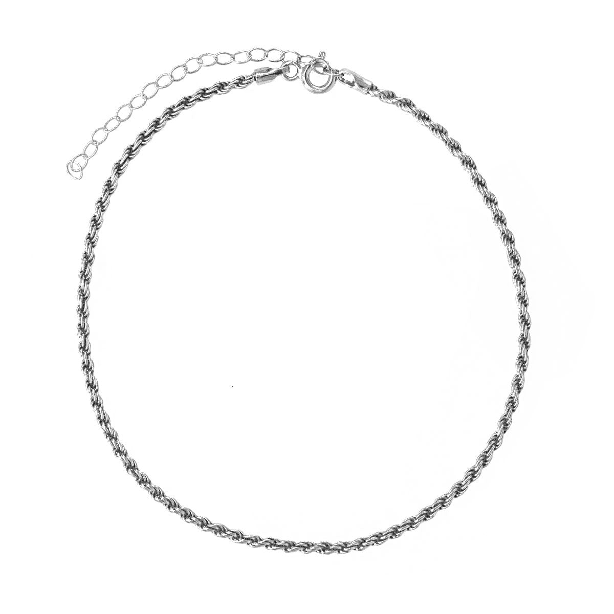 Pulsera Tobillera de plata con cadena trenzada | Tobilleras ALVENT