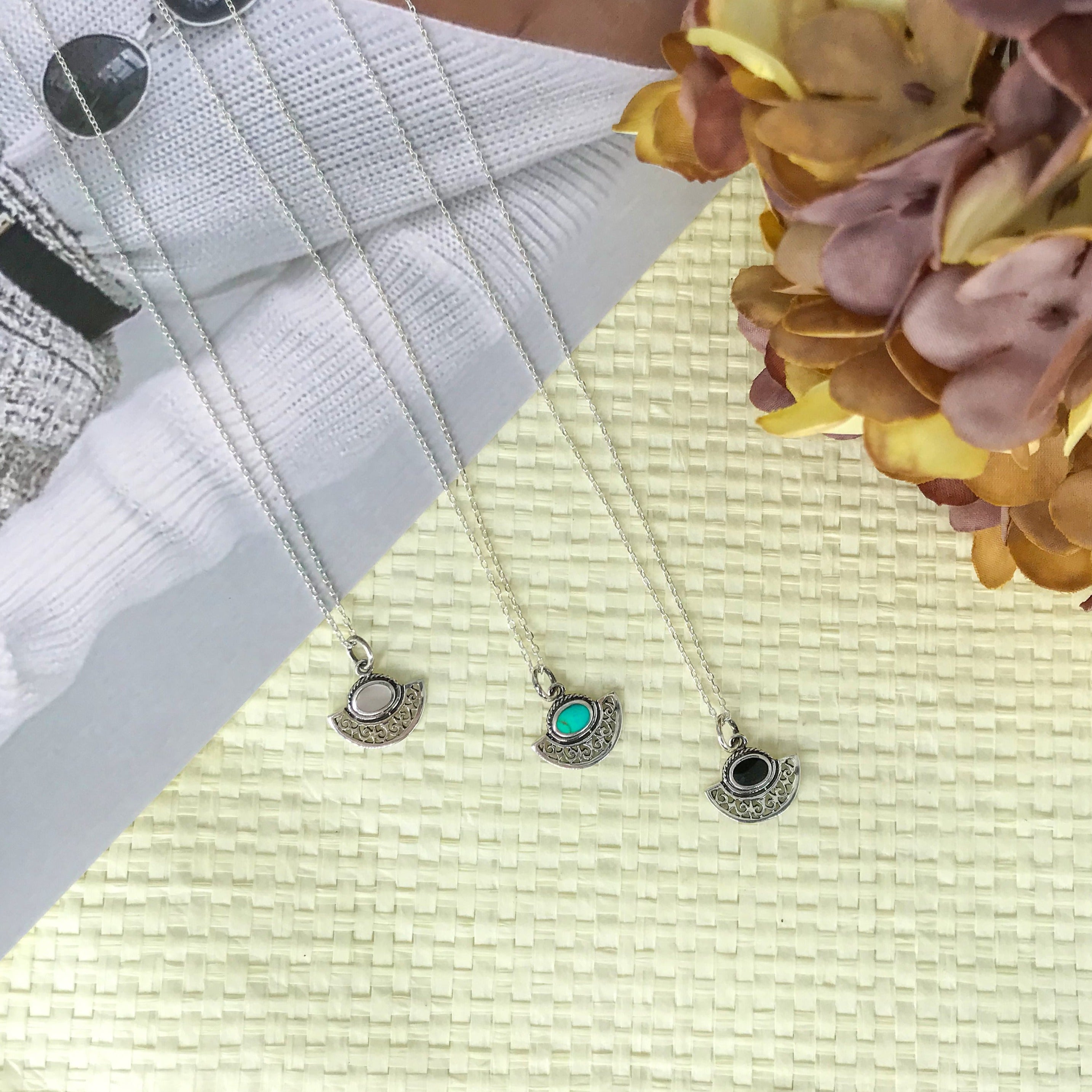 Collar Plata y Onix Turquesa Nacar- Al Vent