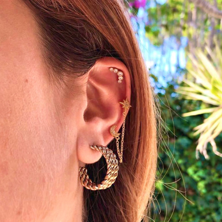 Piercing con 3 circonitas | Piercing para la oreja