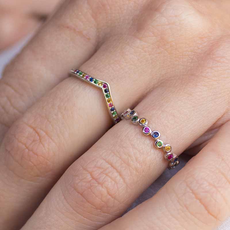 Anillo de plata con topacios de colores | Anillos de moda