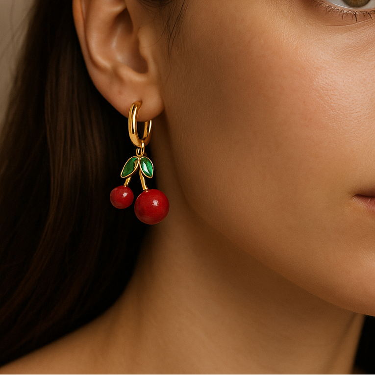aros cereza rojos esmalte